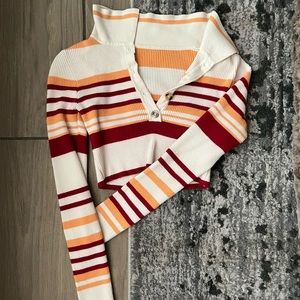 Long Sleeve multi-colored cropped sweater